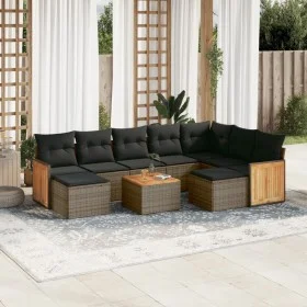 10-piece garden sofa set with gray synthetic rattan cushions by , Garden sets - Ref: Foro24-3228230, Price: 565,68 €, Discoun...