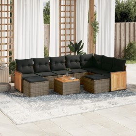 Set de sofás de jardín 10 pzas con cojines ratán sintético gris de , Conjuntos de jardín - Ref: Foro24-3228230, Precio: 557,0...