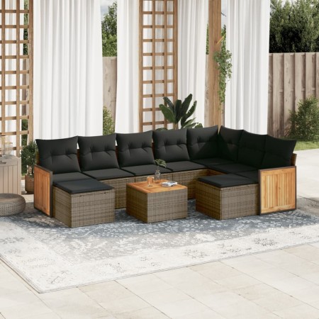 10-piece garden sofa set with gray synthetic rattan cushions by , Garden sets - Ref: Foro24-3228230, Price: 557,00 €, Discoun...