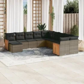 11-piece garden sofa set and gray synthetic rattan cushions by , Garden sets - Ref: Foro24-3228251, Price: 647,22 €, Discount: %
