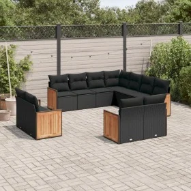 11-piece garden sofa set and black synthetic rattan cushions by , Garden sets - Ref: Foro24-3228176, Price: 760,98 €, Discoun...