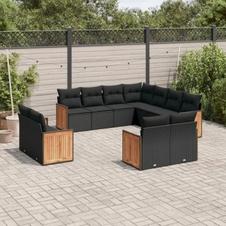 11-teiliges Gartensofa-Set und schwarze synthetische Rattankissen von , Gartensets - Ref: Foro24-3228176, Preis: 761,02 €, Ra...