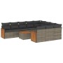 11-piece garden sofa set and gray synthetic rattan cushions by , Garden sets - Ref: Foro24-3228027, Price: 634,68 €, Discount: %