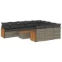 11-piece garden sofa set and gray synthetic rattan cushions by , Garden sets - Ref: Foro24-3228027, Price: 646,56 €, Discount: %