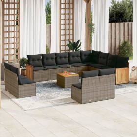 Garden sofa set with cushions 13 pieces gray synthetic rattan by , Garden sets - Ref: Foro24-3228160, Price: 783,89 €, Discou...