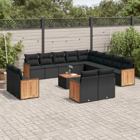14-teiliges Gartensofa-Set mit schwarzen synthetischen Rattankissen von , Gartensets - Ref: Foro24-3228211, Preis: 935,15 €, ...