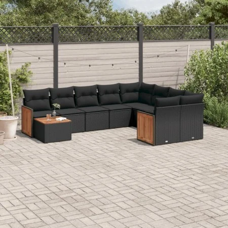 Garden sofa set 10 pieces with black synthetic rattan cushions by , Garden sets - Ref: Foro24-3227994, Price: 614,32 €, Disco...