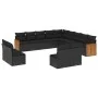 Garden sofa and cushion set 13 pieces black synthetic rattan by , Garden sets - Ref: Foro24-3228162, Price: 832,50 €, Discoun...