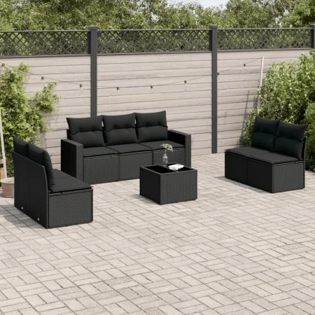 8-piece garden sofa set and black synthetic rattan cushions by , Garden sets - Ref: Foro24-3218825, Price: 483,69 €, Discount: %