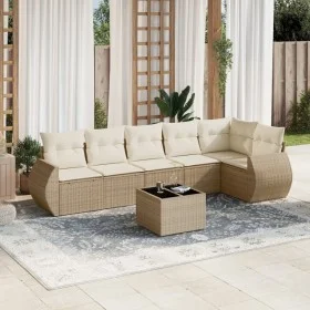 7-piece garden sofa set and beige synthetic rattan cushions by , Garden sets - Ref: Foro24-3221397, Price: 525,38 €, Discount: %