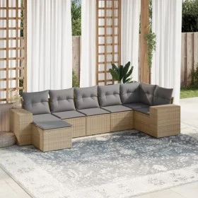 7-teiliges Gartensofa-Set und beigefarbene synthetische Rattankissen von , Gartensets - Ref: Foro24-3222878, Preis: 454,17 €,...