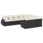 Gartensofa-Set 10-teilig mit schwarzen synthetischen Rattankissen von , Modulare Sofas für den Außenbereich - Ref: Foro24-322...