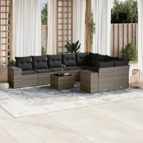 10-piece garden sofa set with gray synthetic rattan cushions by , Garden sets - Ref: Foro24-3223049, Price: 602,48 €, Discoun...