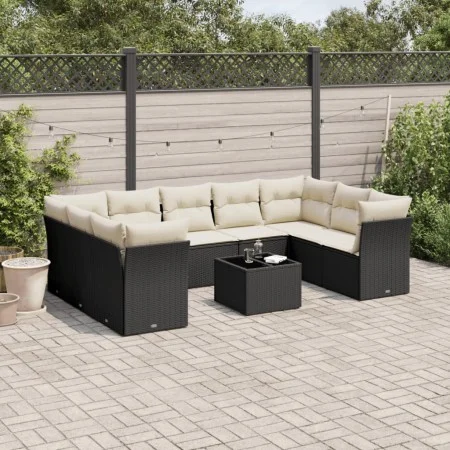 Garden sofa set 10 pieces with black synthetic rattan cushions by , Garden sets - Ref: Foro24-3218136, Price: 576,41 €, Disco...