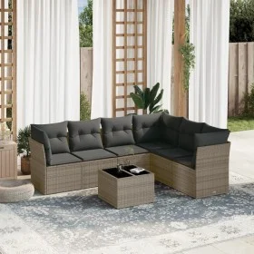 7-piece garden sofa set with gray PE rattan cushions by , Garden sets - Ref: Foro24-3217690, Price: 410,76 €, Discount: %