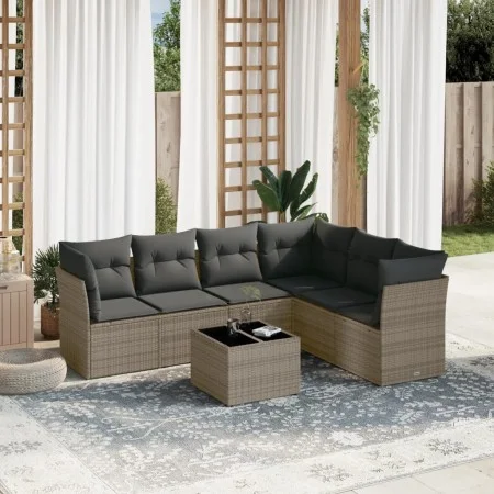 7-teiliges Gartensofa-Set mit grauen PE-Rattan-Kissen von , Gartensets - Ref: Foro24-3217690, Preis: 411,48 €, Rabatt: %