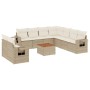 Gartensofa-Set mit beigen Kissen, 10-teilig, synthetisches Rattan von , Modulare Sofas für den Außenbereich - Ref: Foro24-322...