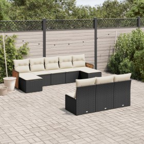 Gartensofa-Set 10-teilig mit schwarzen synthetischen Rattankissen von , Gartensets - Ref: Foro24-3228065, Preis: 499,39 €, Ra...