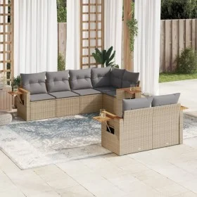 7-piece garden sofa set with gray PE rattan cushions by , Garden sets - Ref: Foro24-3226984, Price: 485,65 €, Discount: %