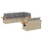 7-piece garden sofa set with gray PE rattan cushions by , Garden sets - Ref: Foro24-3226984, Price: 485,65 €, Discount: %