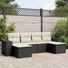 6-teiliges Gartensofa-Set und schwarze synthetische Rattankissen von , Gartensets - Ref: Foro24-3222915, Preis: 350,51 €, Rab...