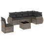 7-piece garden sofa set with gray PE rattan cushions by , Garden sets - Ref: Foro24-3221439, Price: 447,02 €, Discount: %