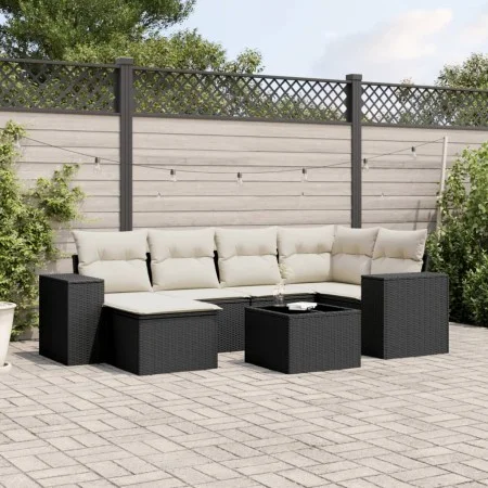 7-piece garden dining set and black synthetic rattan cushions by , Garden sets - Ref: Foro24-3222865, Price: 436,56 €, Discou...