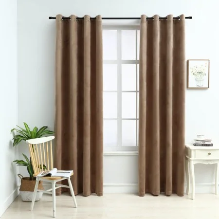 Blackout curtains with rings 2 pcs beige velvet 140x245 cm by vidaXL, Curtains and curtains - Ref: Foro24-134506, Price: 49,3...