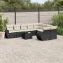 Gartensofa-Set 10-teilig mit schwarzen synthetischen Rattankissen von , Modulare Sofas für den Außenbereich - Ref: Foro24-322...