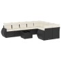Gartensofa-Set 10-teilig mit schwarzen synthetischen Rattankissen von , Modulare Sofas für den Außenbereich - Ref: Foro24-322...