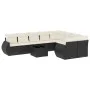 Gartensofa-Set 10-teilig mit schwarzen synthetischen Rattankissen von , Modulare Sofas für den Außenbereich - Ref: Foro24-322...