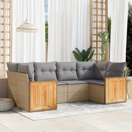 Garden sofa set with cushions 6 pieces beige synthetic rattan by , Garden sets - Ref: Foro24-3227942, Price: 399,74 €, Discou...