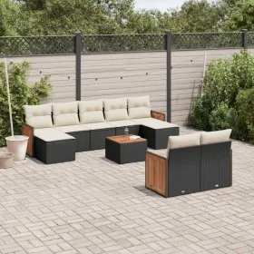 Gartensofa-Set 10-teilig mit schwarzen synthetischen Rattankissen von , Gartensets - Ref: Foro24-3228086, Preis: 564,78 €, Ra...