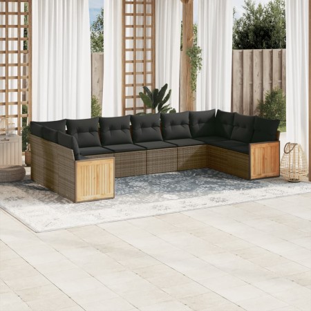 10-piece garden sofa set with gray synthetic rattan cushions by , Garden sets - Ref: Foro24-3228006, Price: 595,34 €, Discoun...
