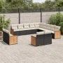 Garden sofa and cushion set 13 pieces black synthetic rattan by , Garden sets - Ref: Foro24-3228205, Price: 844,40 €, Discoun...