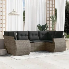 6-piece garden furniture set and gray synthetic rattan cushions by , Garden sets - Ref: Foro24-3254117, Price: 418,72 €, Disc...