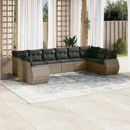 10-piece garden sofa set with gray synthetic rattan cushions by , Garden sets - Ref: Foro24-3254207, Price: 630,22 €, Discoun...