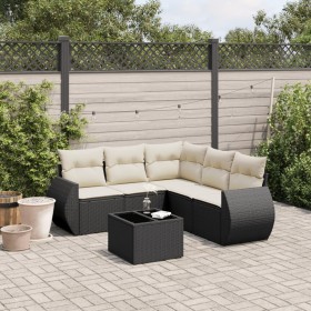 6-teiliges Gartensofa-Set und schwarze synthetische Rattankissen von , Gartensets - Ref: Foro24-3221355, Preis: 375,02 €, Rab...