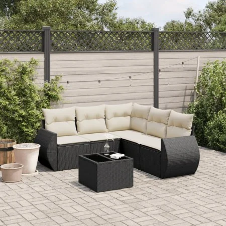 6-piece garden sofa set and black synthetic rattan cushions by , Garden sets - Ref: Foro24-3221355, Price: 398,71 €, Discount: %