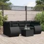 7-teiliges Garten-Essset und schwarze Kissen aus synthetischem Rattan von , Gartensets - Ref: Foro24-3221114, Preis: 499,35 €...