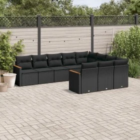 Gartensofa-Set 10-teilig mit schwarzen synthetischen Rattankissen von , Gartensets - Ref: Foro24-3258737, Preis: 623,19 €, Ra...