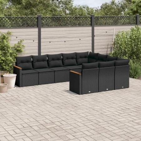 Garden sofa set 10 pieces with black synthetic rattan cushions by , Garden sets - Ref: Foro24-3258737, Price: 623,19 €, Disco...