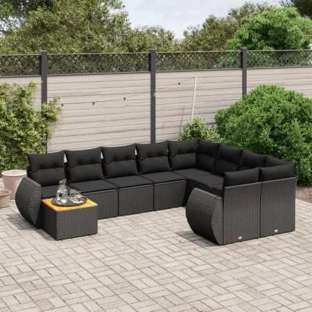 Gartensofa-Set 10-teilig mit schwarzen synthetischen Rattankissen von , Gartensets - Ref: Foro24-3225166, Preis: 641,81 €, Ra...