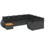 Gartensofa-Set 10-teilig mit schwarzen synthetischen Rattankissen von , Gartensets - Ref: Foro24-3225166, Preis: 641,81 €, Ra...