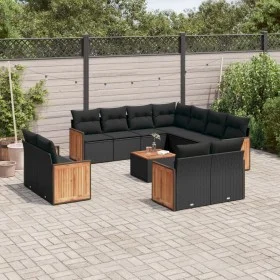 Garden sofa set 12 pieces with black synthetic rattan cushions by , Garden sets - Ref: Foro24-3228183, Price: 857,18 €, Disco...