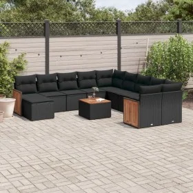 Set de sofás de jardín 12 piezas cojines ratán sintético negro de , Conjuntos de jardín - Ref: Foro24-3228253, Precio: 733,41...