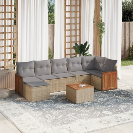 Gartensofa-Set mit beigen Kissen 8 Stück PE-Rattan von , Gartensets - Ref: Foro24-3227879, Preis: 460,53 €, Rabatt: %