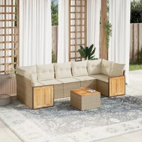 Gartensofa-Set mit beigen Kissen 8 Stück PE-Rattan von , Gartensets - Ref: Foro24-3227493, Preis: 559,78 €, Rabatt: %