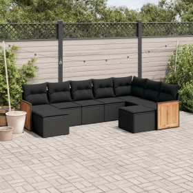 8-piece garden sofa set and black synthetic rattan cushions by , Garden sets - Ref: Foro24-3228218, Price: 536,50 €, Discount: %