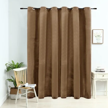 Blackout curtain with metal rings beige velvet 290x245 cm by vidaXL, Curtains and curtains - Ref: Foro24-134507, Price: 43,73...